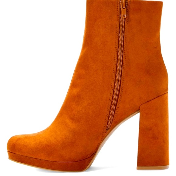 Rachel Zoe Faux Suede Caramel Platform Boots - Picture 1 of 2